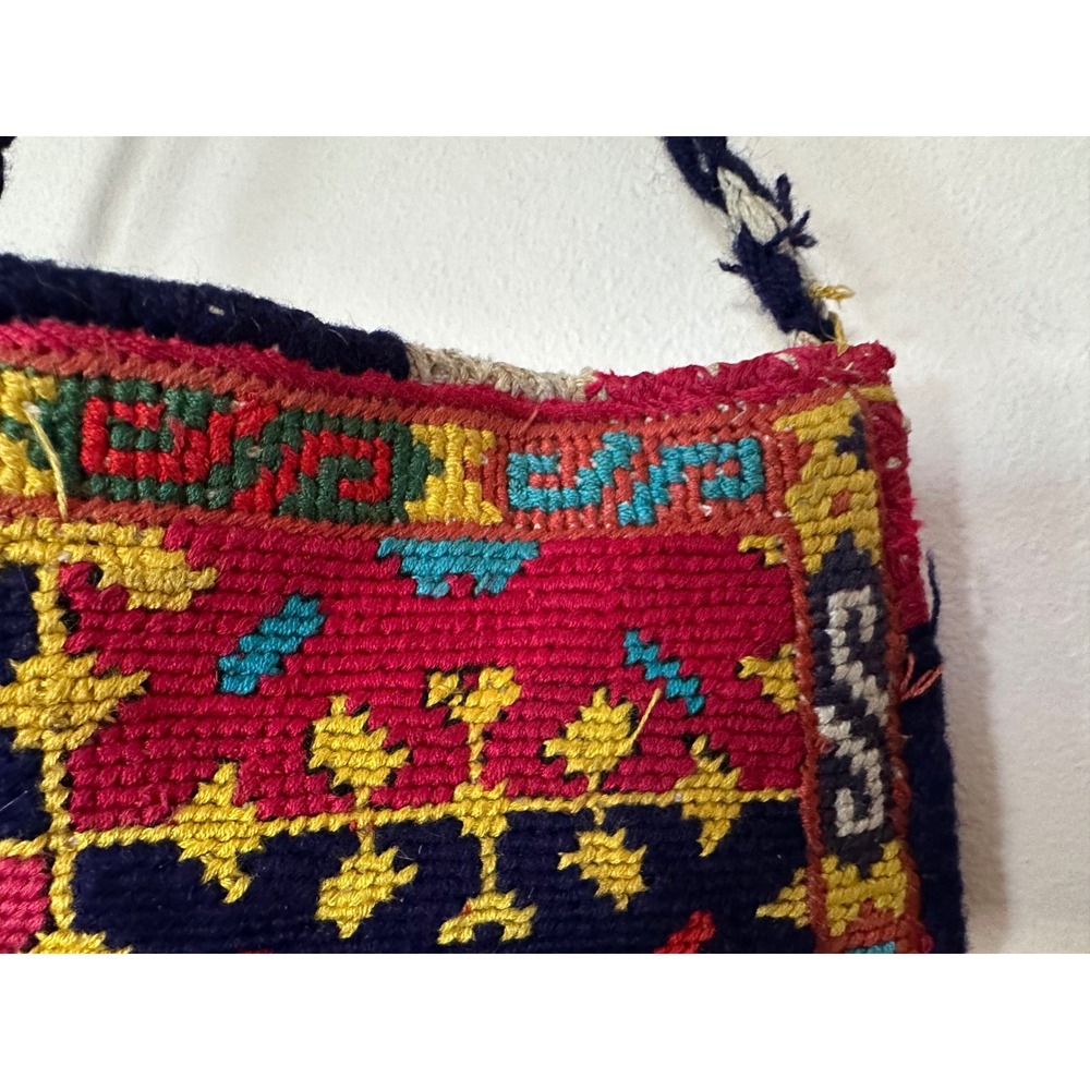 Vintage Handwoven Kilim Wooll Bag Geometric Folk Art Boho‎ Tapestry R
